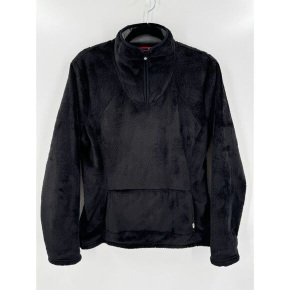 THE NORTH FACE Black Mossbud Teddy Fleece Quarter Zip Pullover Sweater Jacket - Picture 1 of 8